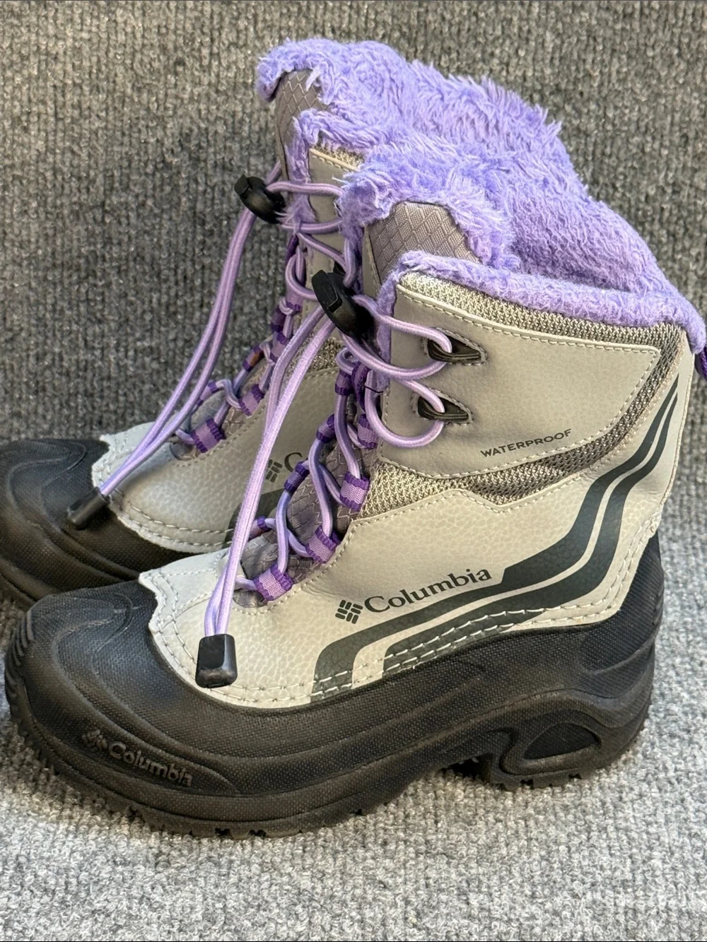 Columbia Kids' Gray and Lavender Waterproof Snow Boots Size 2